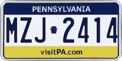 PA license plate MZJ2414