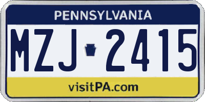 PA license plate MZJ2415