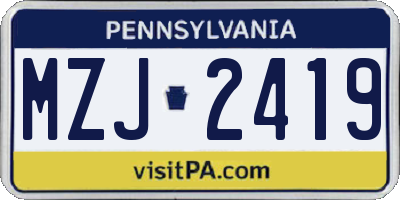 PA license plate MZJ2419