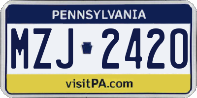 PA license plate MZJ2420