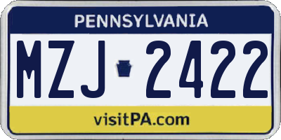 PA license plate MZJ2422