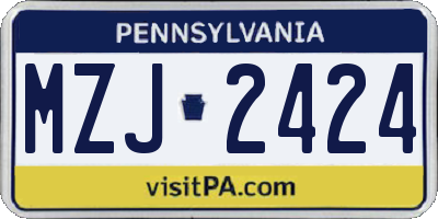 PA license plate MZJ2424