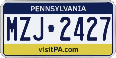 PA license plate MZJ2427