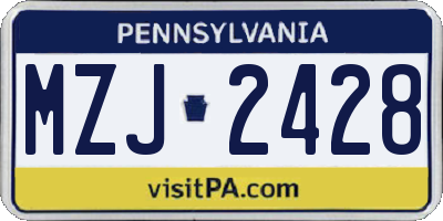 PA license plate MZJ2428