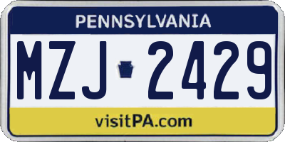 PA license plate MZJ2429