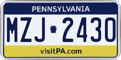 PA license plate MZJ2430