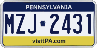 PA license plate MZJ2431