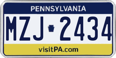 PA license plate MZJ2434