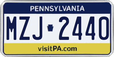 PA license plate MZJ2440