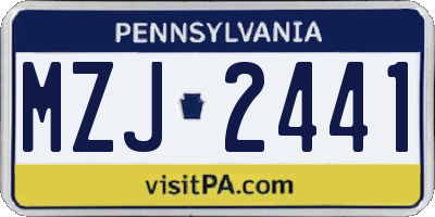 PA license plate MZJ2441