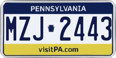 PA license plate MZJ2443