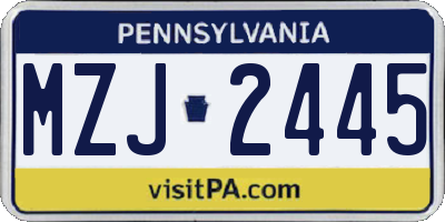 PA license plate MZJ2445