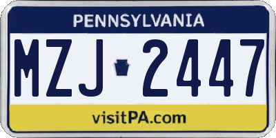PA license plate MZJ2447