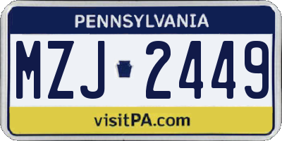 PA license plate MZJ2449