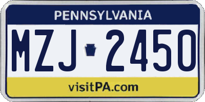 PA license plate MZJ2450