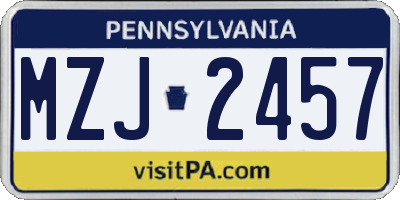 PA license plate MZJ2457