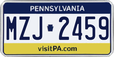 PA license plate MZJ2459