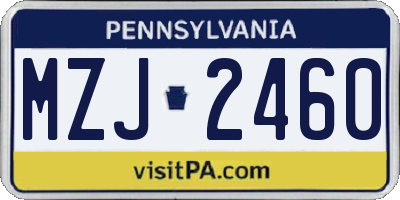 PA license plate MZJ2460