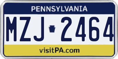 PA license plate MZJ2464