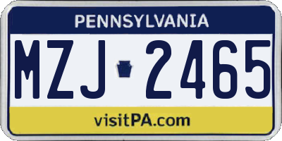 PA license plate MZJ2465