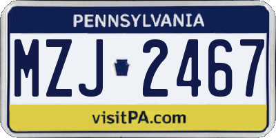 PA license plate MZJ2467