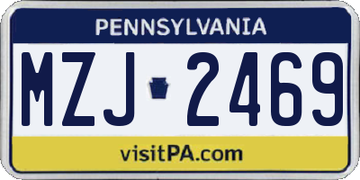 PA license plate MZJ2469