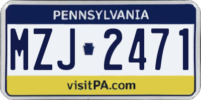PA license plate MZJ2471