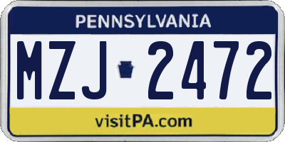 PA license plate MZJ2472