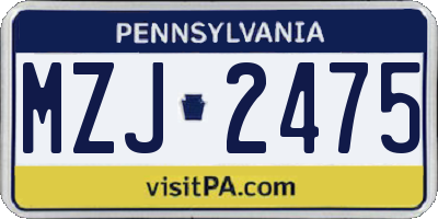 PA license plate MZJ2475