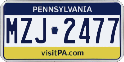 PA license plate MZJ2477