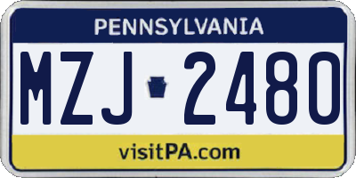 PA license plate MZJ2480