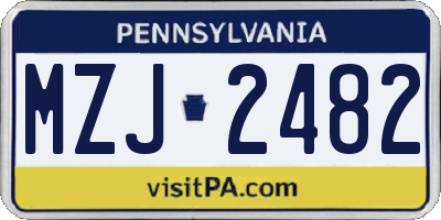 PA license plate MZJ2482