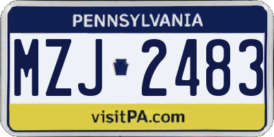 PA license plate MZJ2483