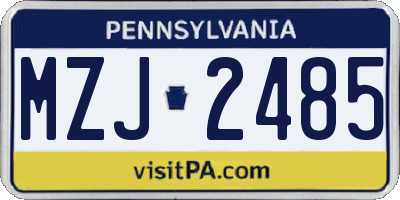 PA license plate MZJ2485