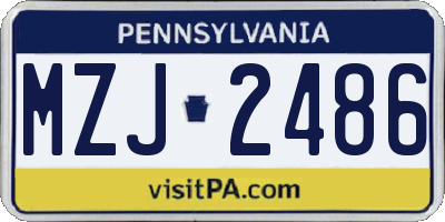 PA license plate MZJ2486