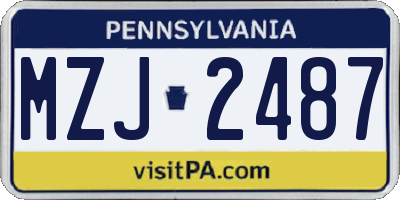 PA license plate MZJ2487