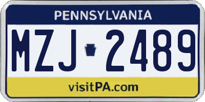 PA license plate MZJ2489