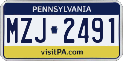 PA license plate MZJ2491