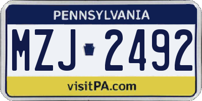 PA license plate MZJ2492