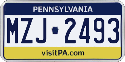 PA license plate MZJ2493