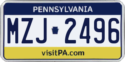 PA license plate MZJ2496