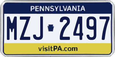 PA license plate MZJ2497