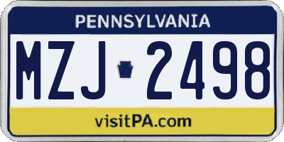 PA license plate MZJ2498