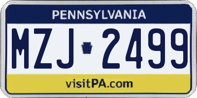 PA license plate MZJ2499