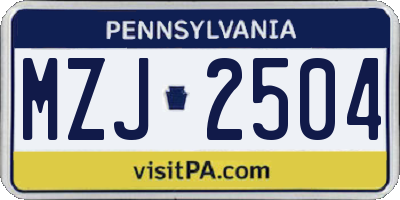 PA license plate MZJ2504