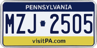 PA license plate MZJ2505