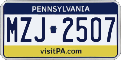 PA license plate MZJ2507