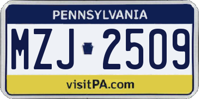 PA license plate MZJ2509