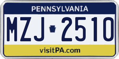 PA license plate MZJ2510