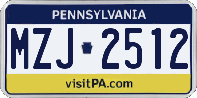 PA license plate MZJ2512